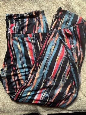 Arolina XXL Teal/Black Print Knit Palazzo Pants